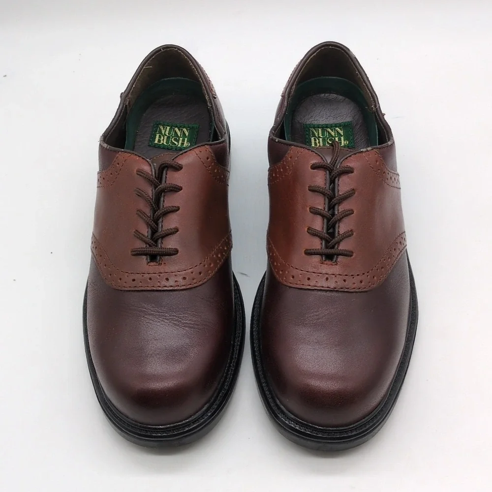 Nunn Bush Shoes Mens Monroe Brown 8 Leather Oxfords Saddle Dress Comfort